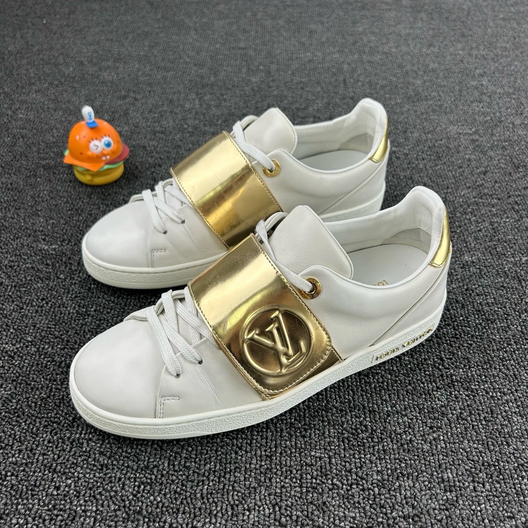 95新 LouisVuitton/路易威登 白金板鞋36码 搭配金色魔术贴HB2046