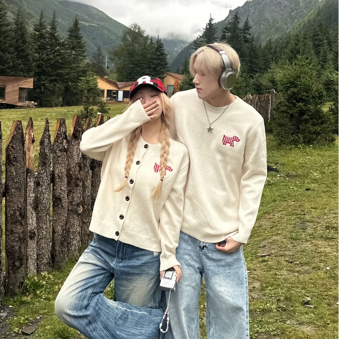 情侣装秋季学院风上衣时尚ins慵懒风针织百搭开衫日系