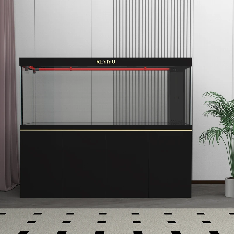 科艺鱼高端龙鱼缸金晶五线超白底滤鱼缸家用客厅推荐鱼缸定制订金