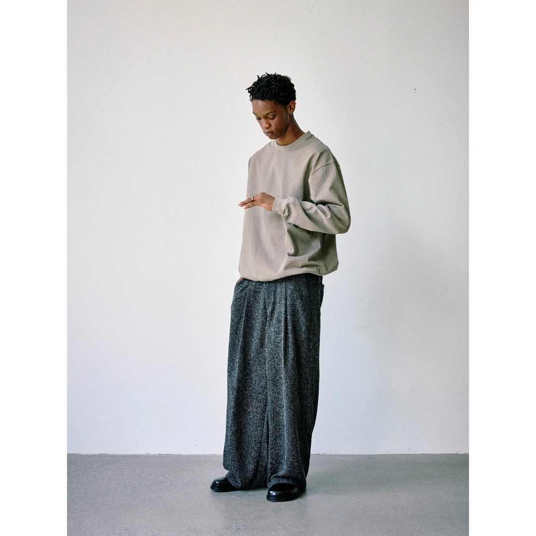 Anniehall25fw textured pants老钱风雪花肌理宽松抗皱垂感西裤