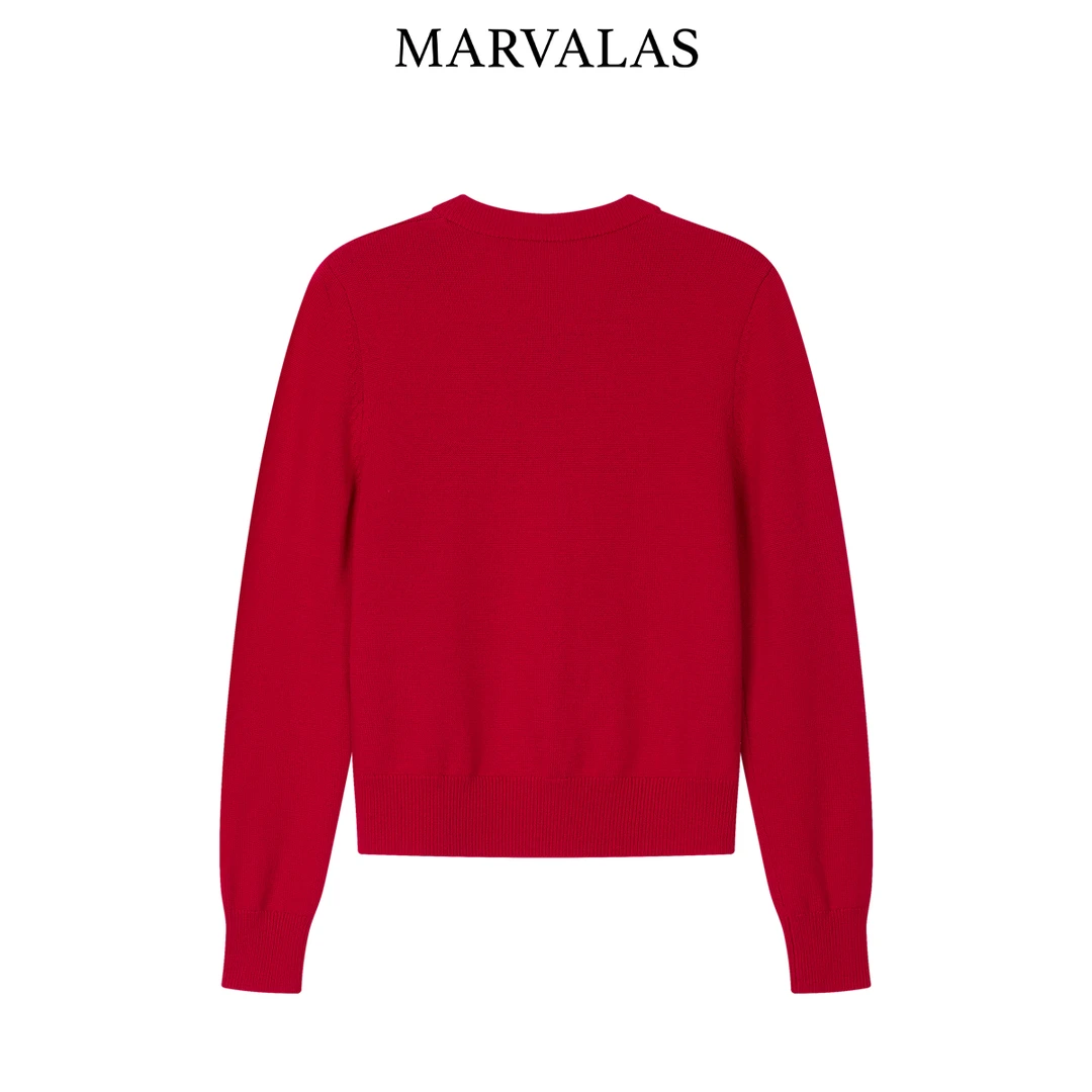 【辛小北】绵羊毛开衫冬季时尚爱心字母刺绣百搭针织衫12641