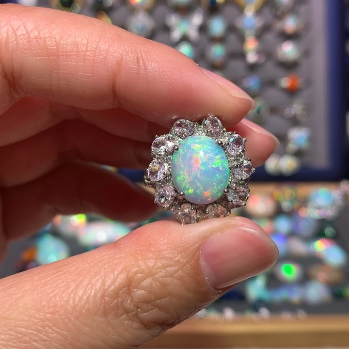 银S925镶嵌欧泊戒指款式