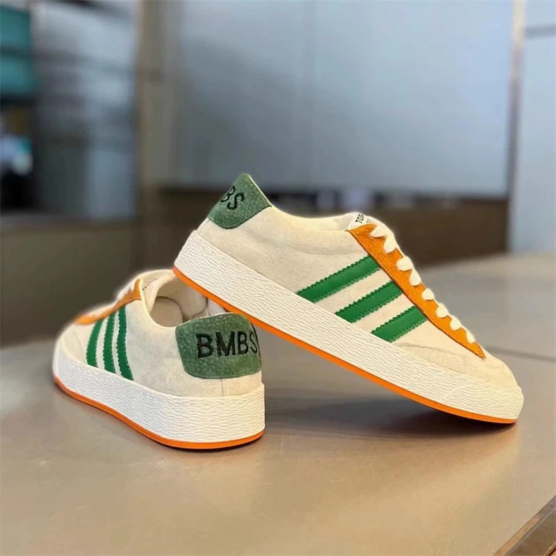 春秋新款男鞋拼色三道杠时尚潮流轻奢百搭皮面厚底舒适休闲板鞋子