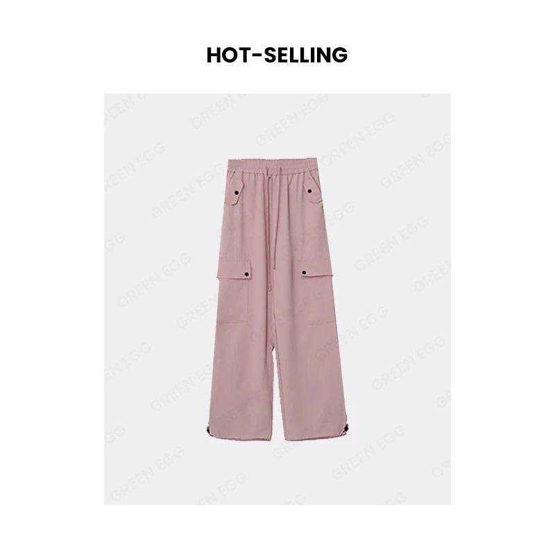 【年中大清清】MJ283工装裤束脚多口袋宽松抽绳女款直筒长裤阔腿裤