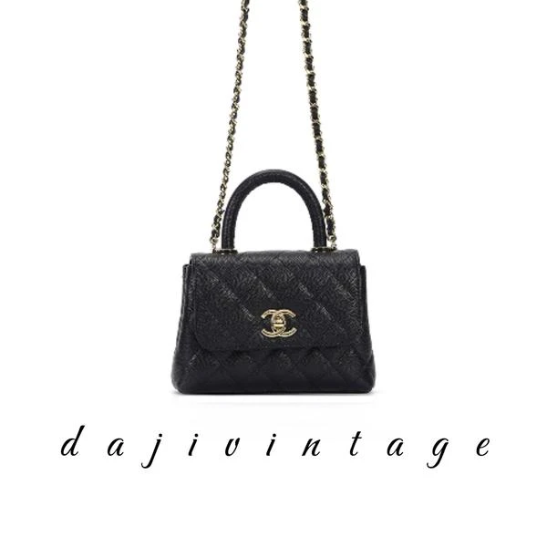 大吉中古/Chanel香奈儿coco handle黑金手提斜挎包