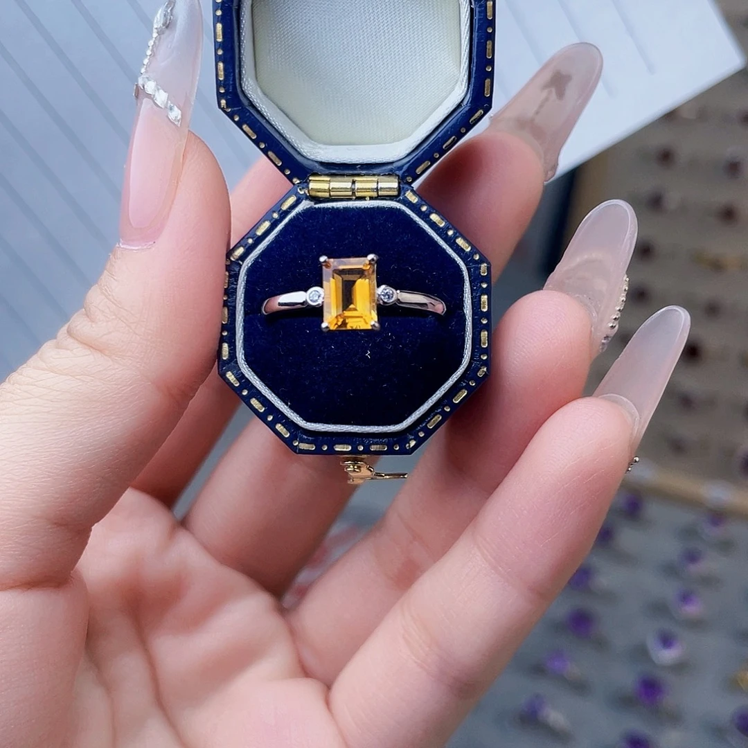 戒指银S925镶嵌黄晶简约款戒指