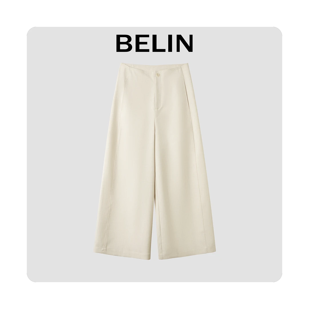BELIN 高知系列 极简设计感双线条九分直筒阔腿裤通勤百搭裤子女