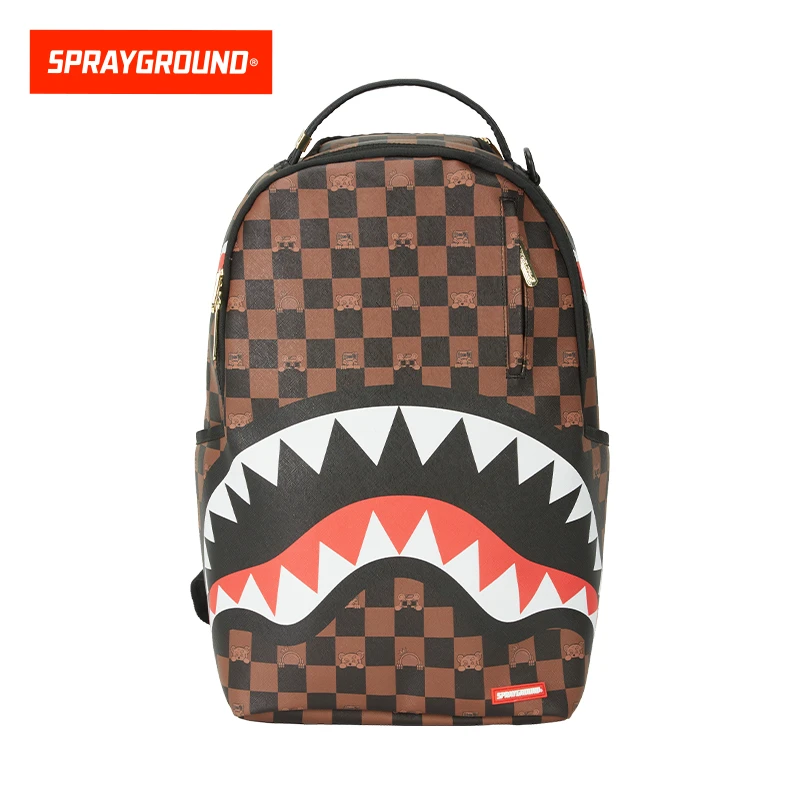 SPRAYGROUND 鲨鱼嘴棕色棋盘格包包户外潮流防水JM W1115708