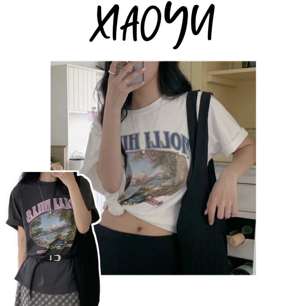 4305【城堡半袖】韩系call my name文艺风圆领短袖T恤百搭显瘦短袖