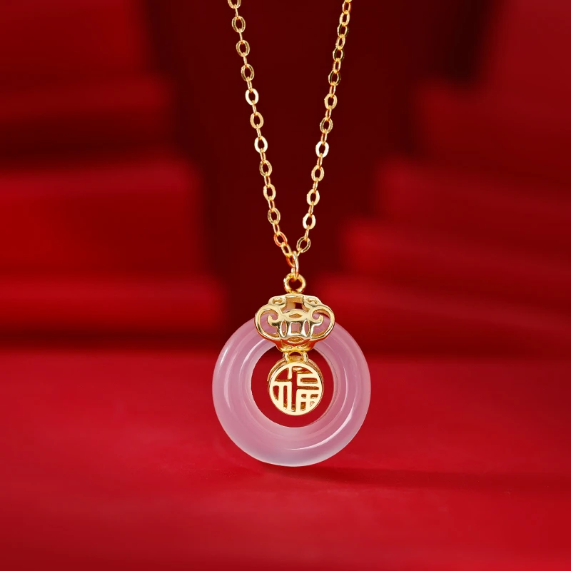 999纯银福气平安扣项链女款2025年新款爆款夏过年气质玉髓毛衣链