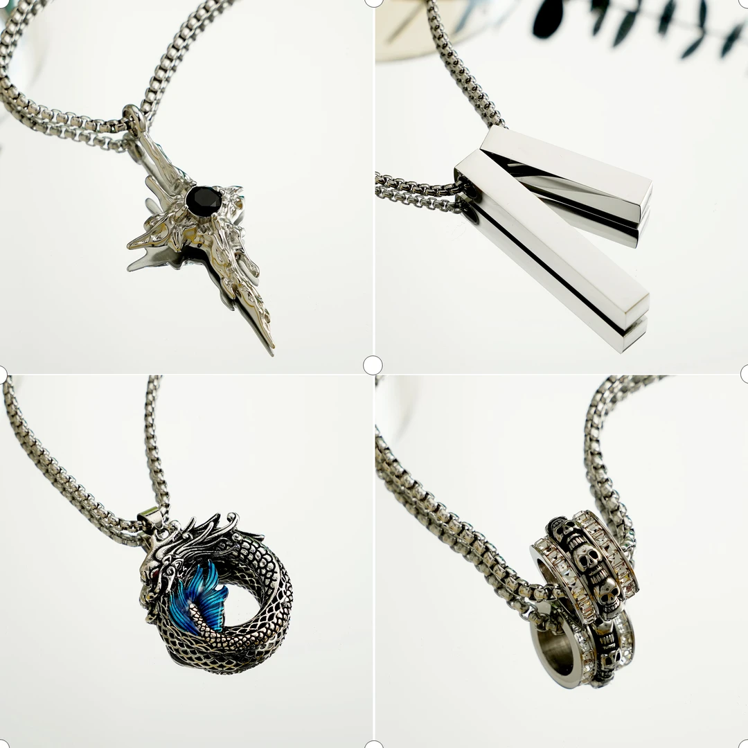 钛钢吊坠 春夏项链合集男士潮流配饰小众设计首饰男生时尚配饰