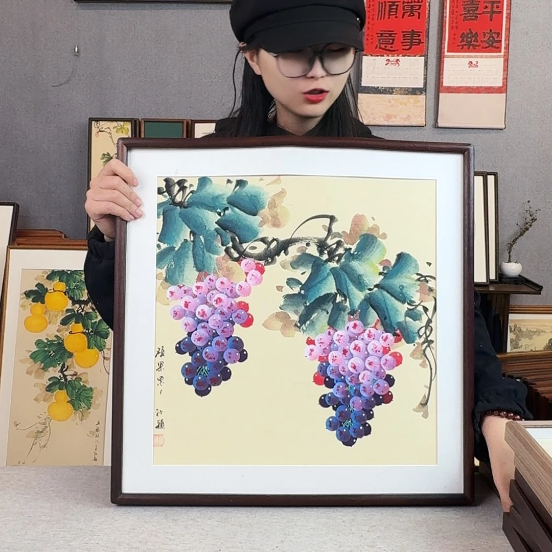 书法手绘带框尺寸： 53*53