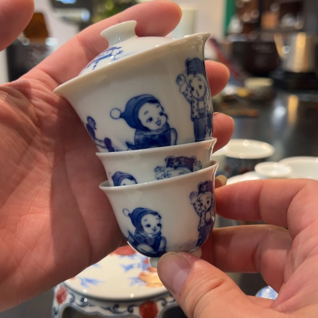 冬季玩雪娃娃盖碗套组