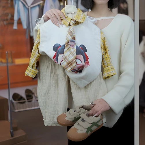 2025年早春新款男女童欧若风哪吒主题时尚休闲百搭国风系针织马甲