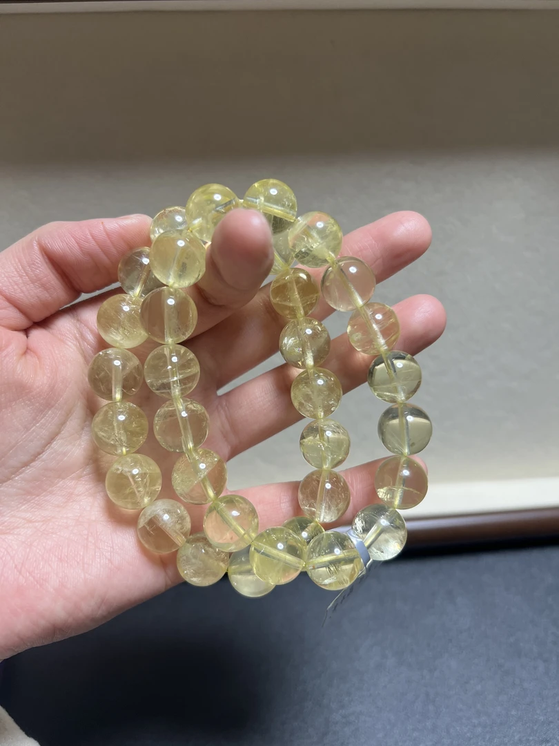 A12天然水晶巴西黄水晶冰片男女款手链手串