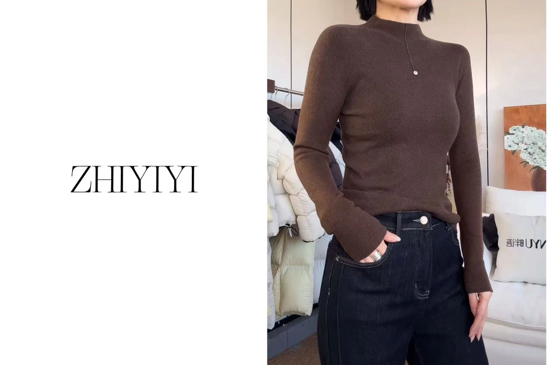 【ZHIYIYI】娟子推荐1919中高领百搭慵懒时尚显瘦纯色羊毛休闲打底