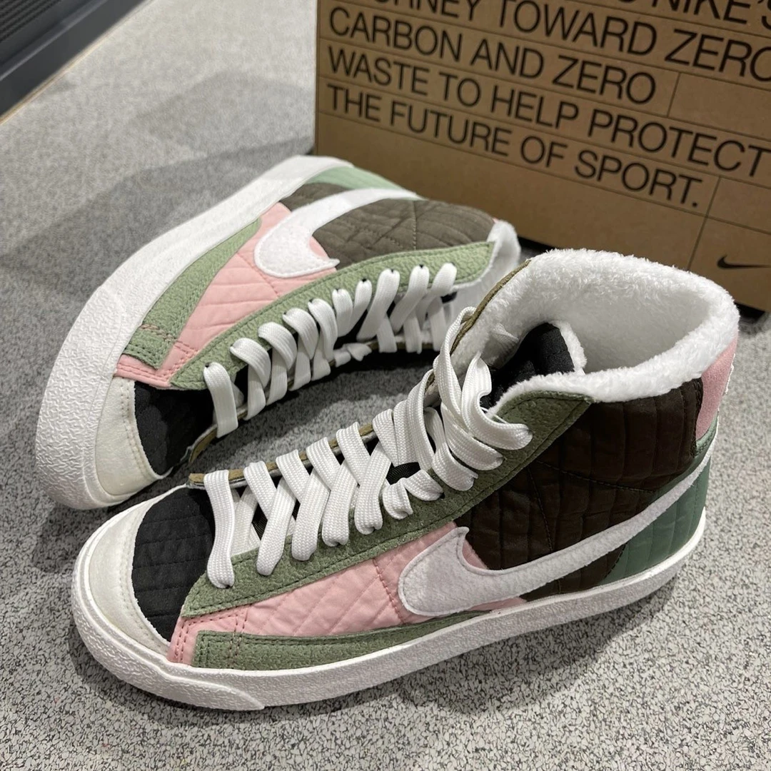 Nike耐克物合成革 包裹性保暖防滑耐磨轻便 中帮 板鞋女款 橄榄绿