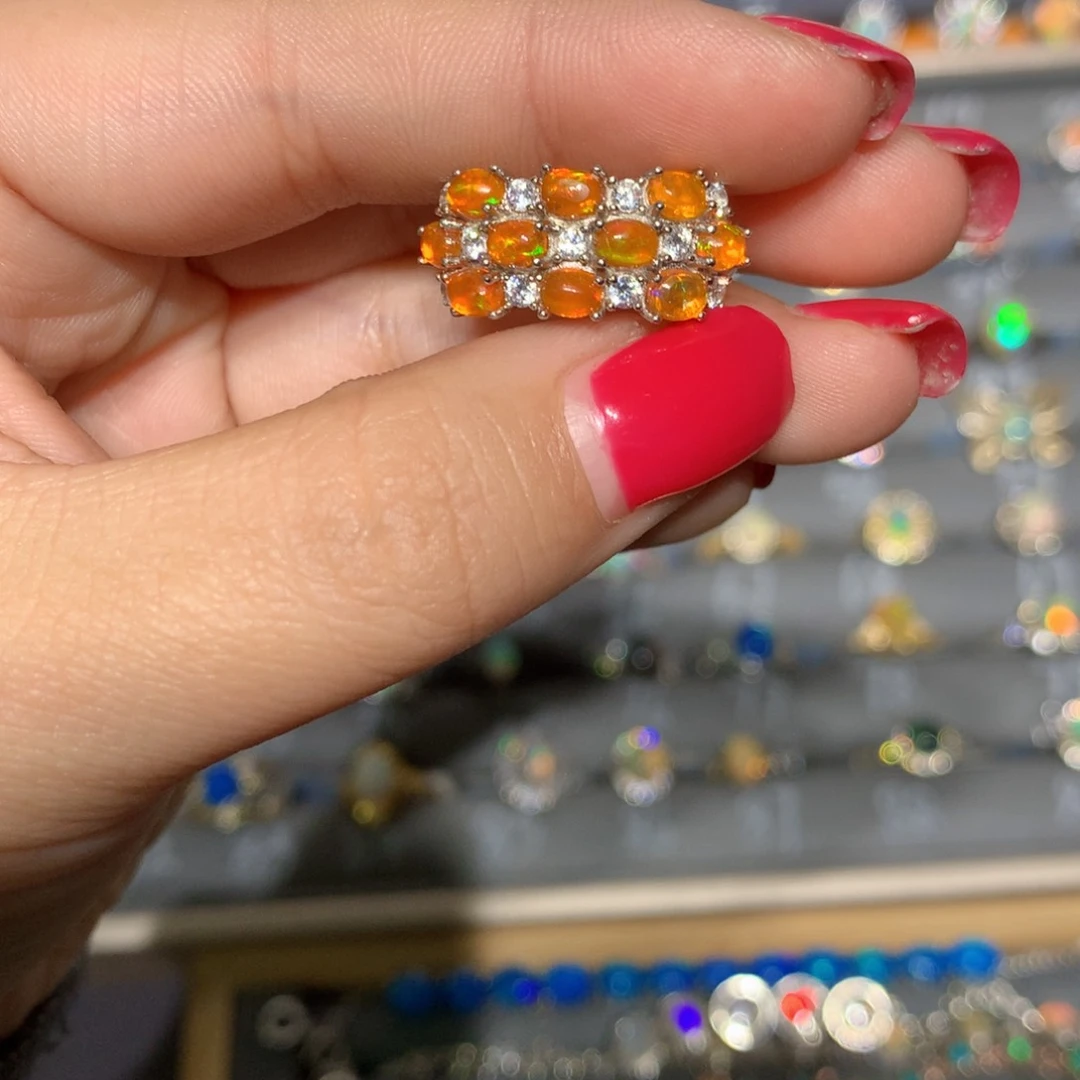 银S925镶嵌欧泊欧泊戒指l