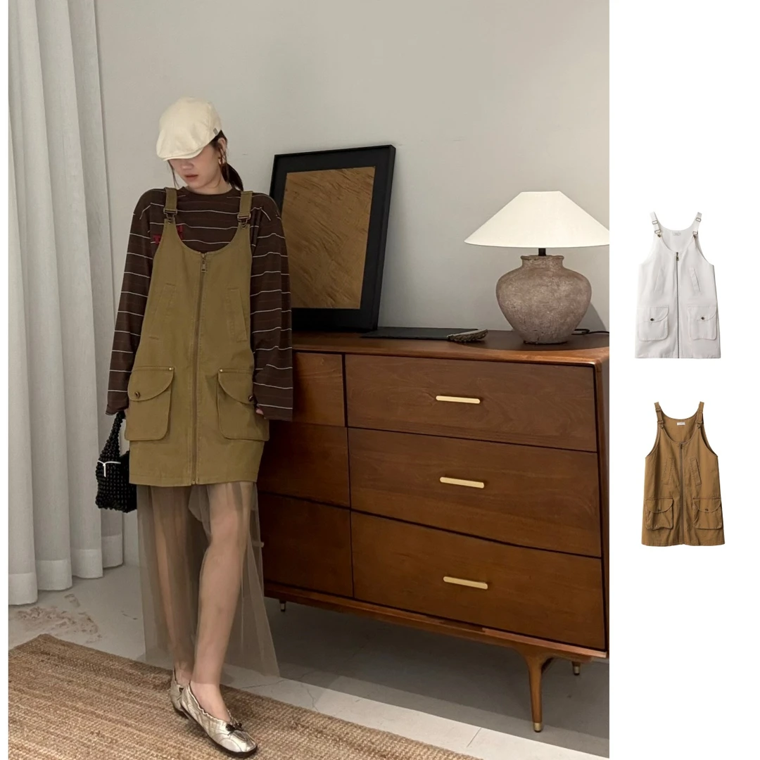 ICE  25秋季新品女装潮流连衣裙无袖百搭时尚背带款H型