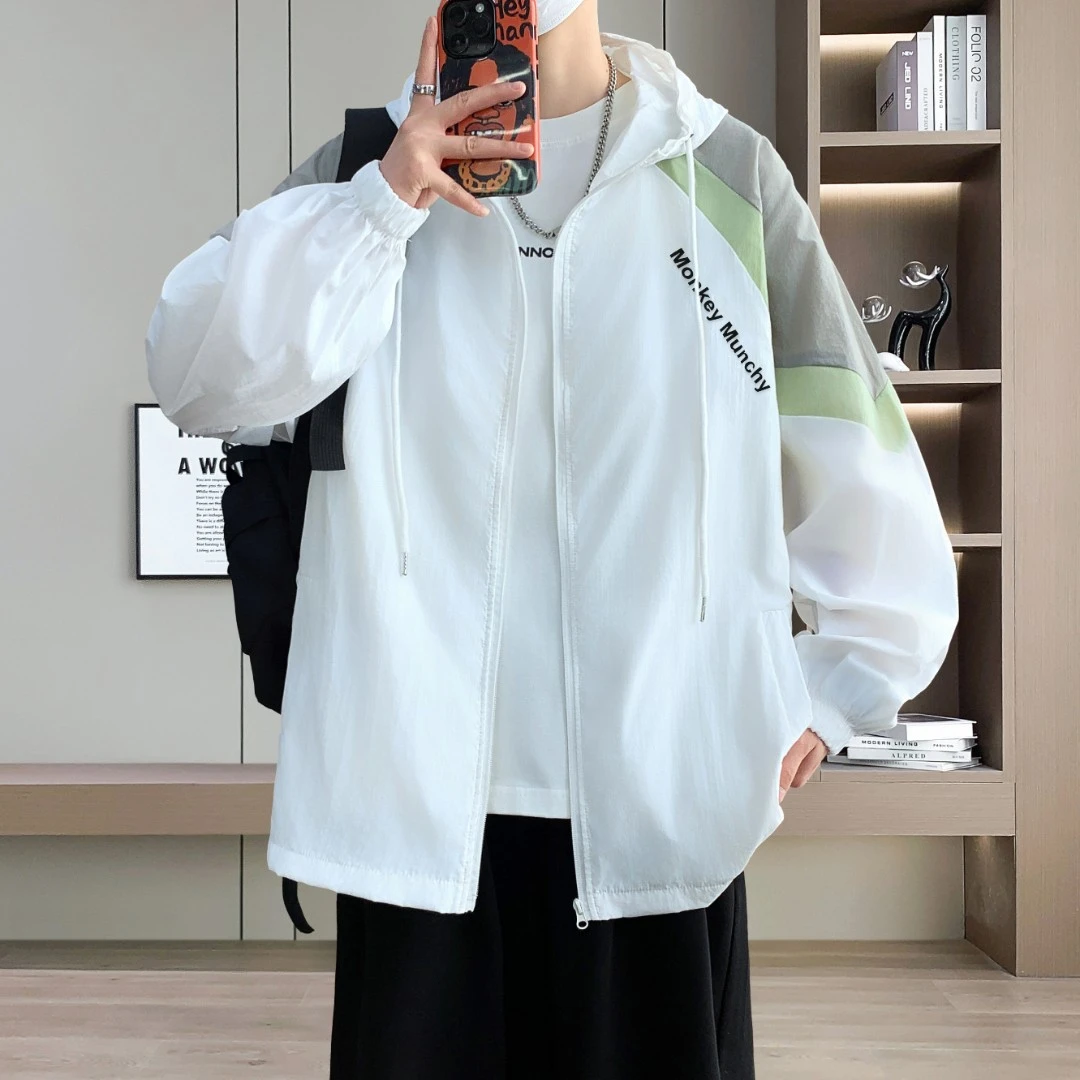 新款冰丝防晒衣男款夹克男青少年夏季外套潮流休闲户外钓鱼防晒服