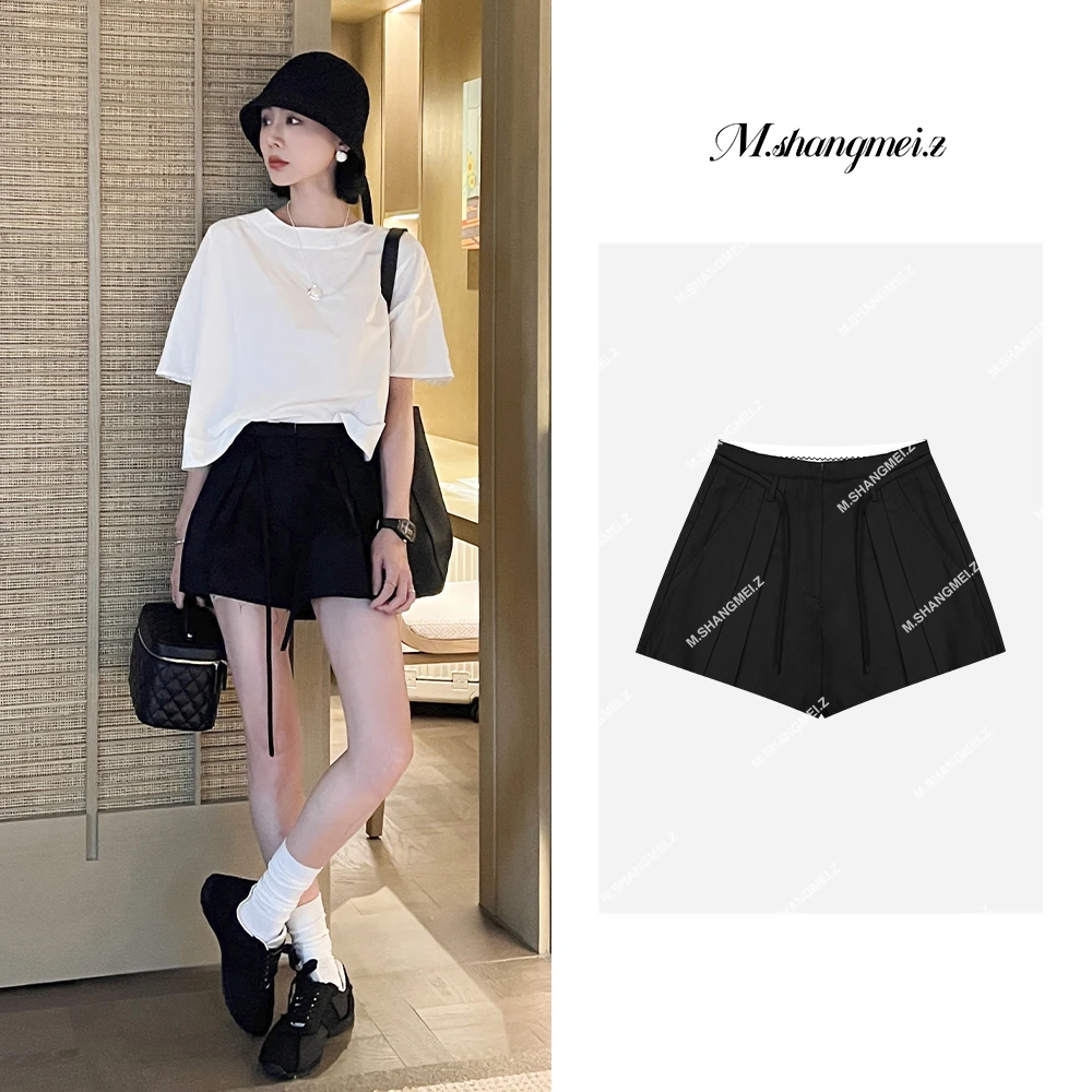 M.SHANGMEI.Z/沐熙【压褶神裤】美大哥显瘦网红时尚褶皱短裤X059158