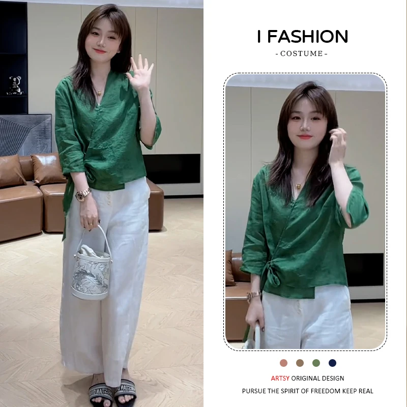 法式设计感百搭五分袖衬衫女士2025年夏季新款慵懒风休闲遮肉上衣