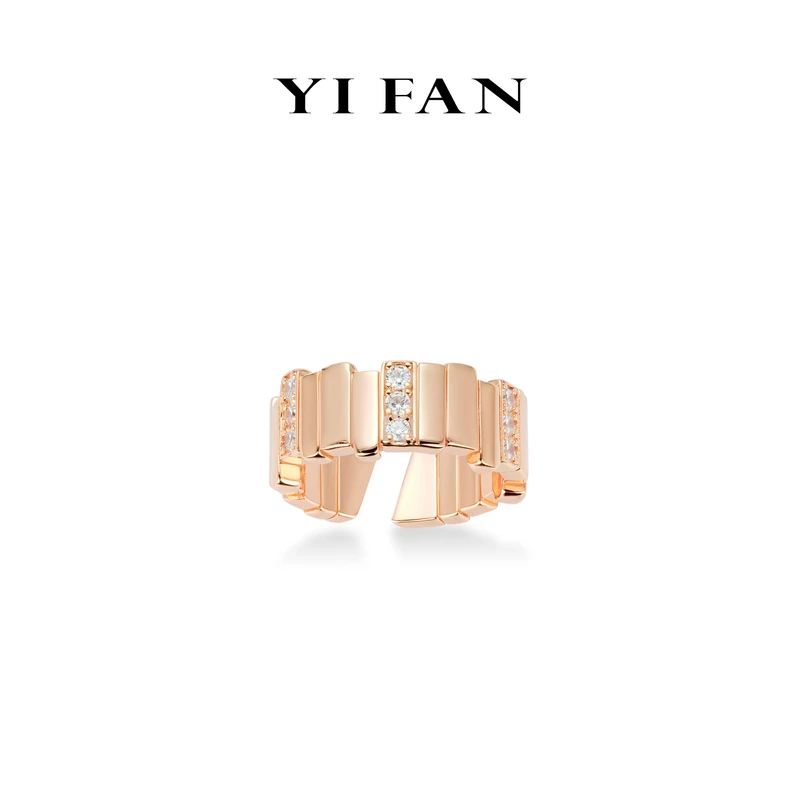 925银合成锆石戒指 1943-（风琴）玫金色不规则满钻豪镶百搭戒指