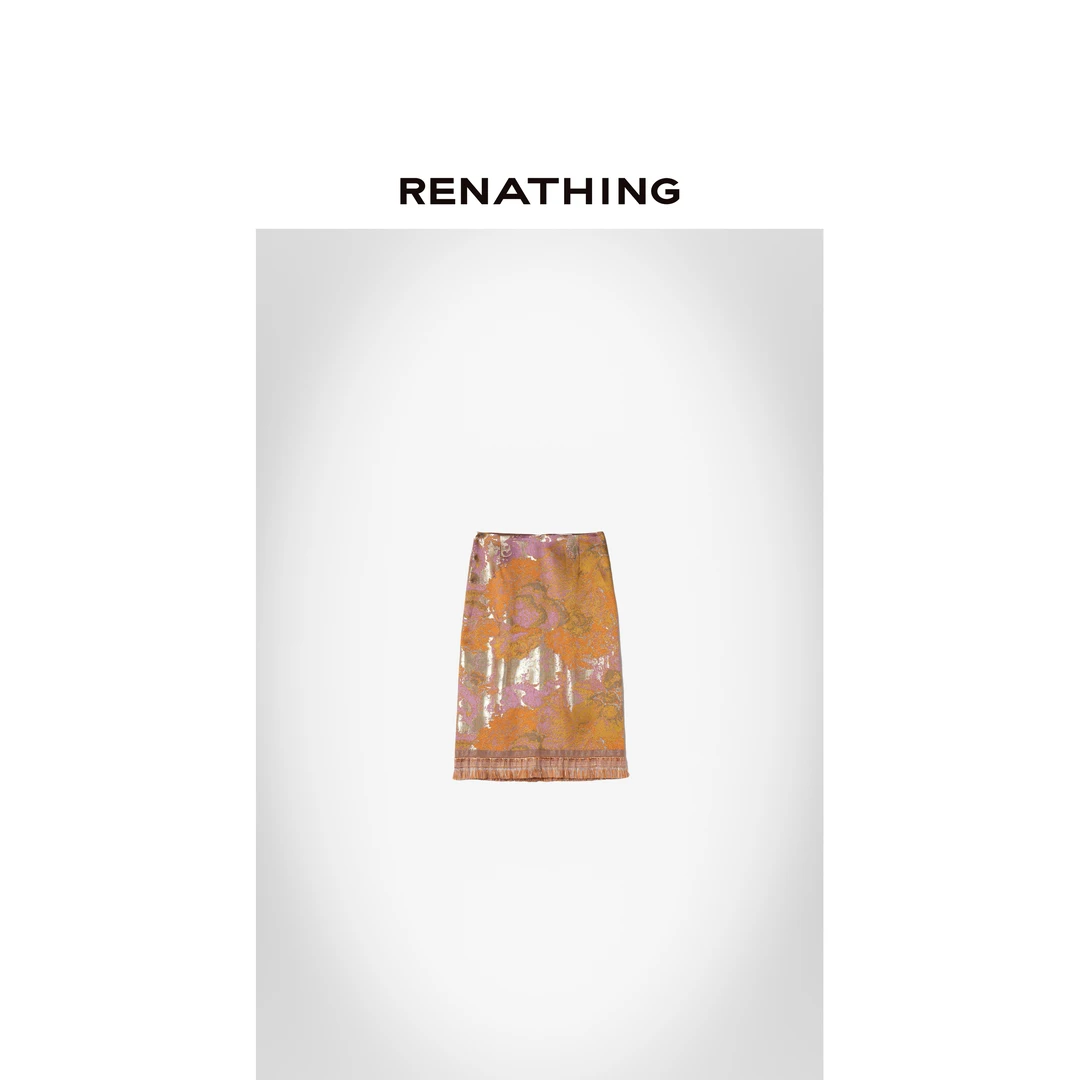 【RENATHING】复古提花流苏半身裙