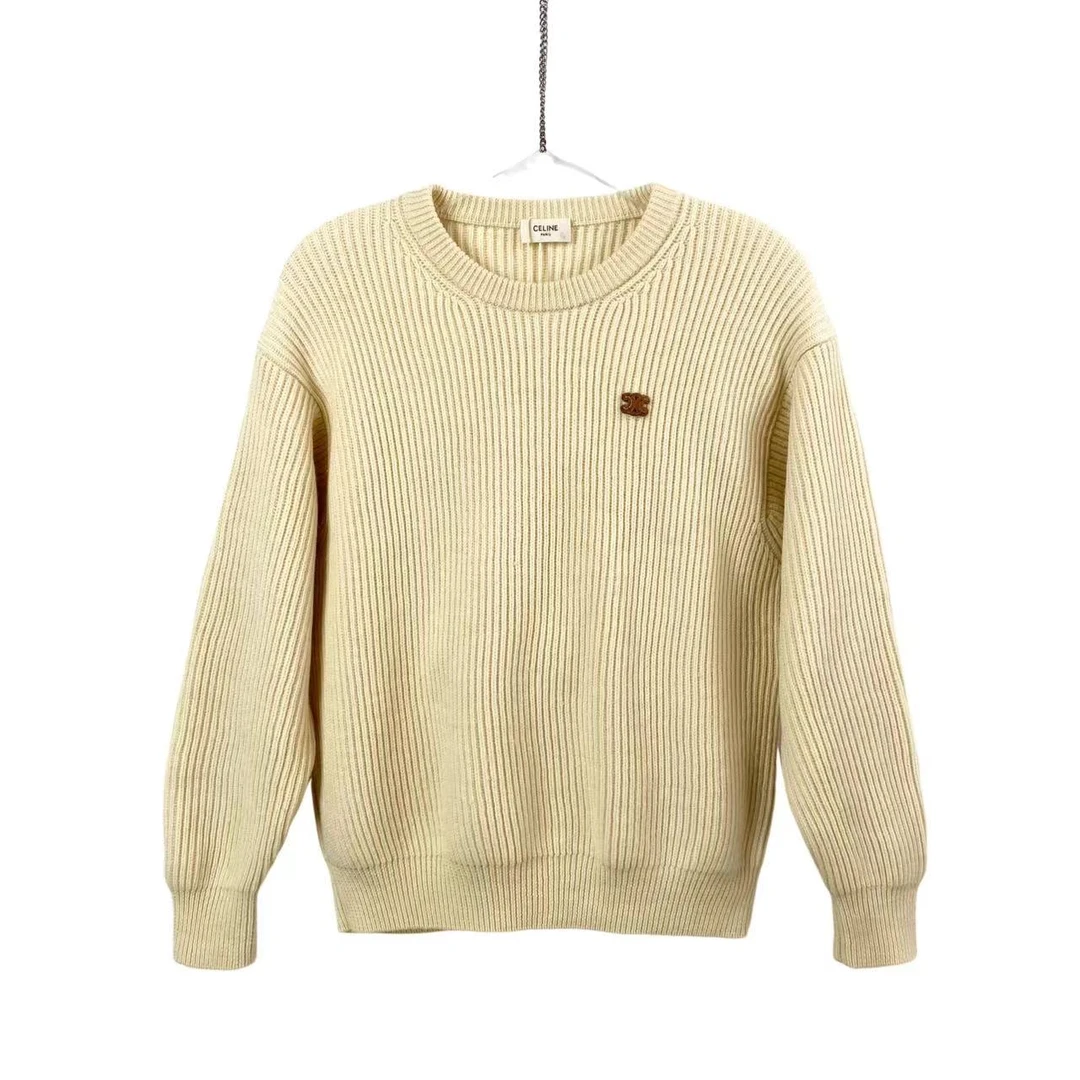 99新 Celine/思琳 yy0249 羊毛 胸前凯旋门logo毛衣 m码