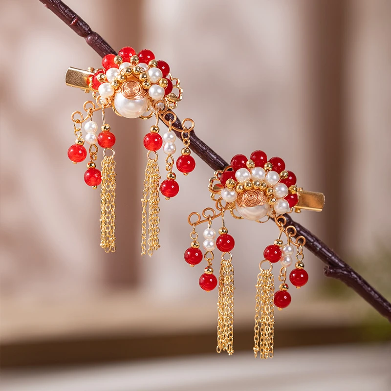 中国风戏曲刀马旦对夹流苏国风汉服头饰配饰