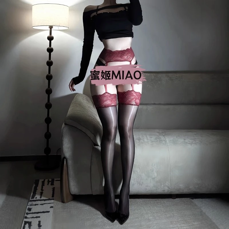性感蕾丝吊带丝袜子女款长筒袜过膝袜jk黑丝光腿神器打底袜大码
