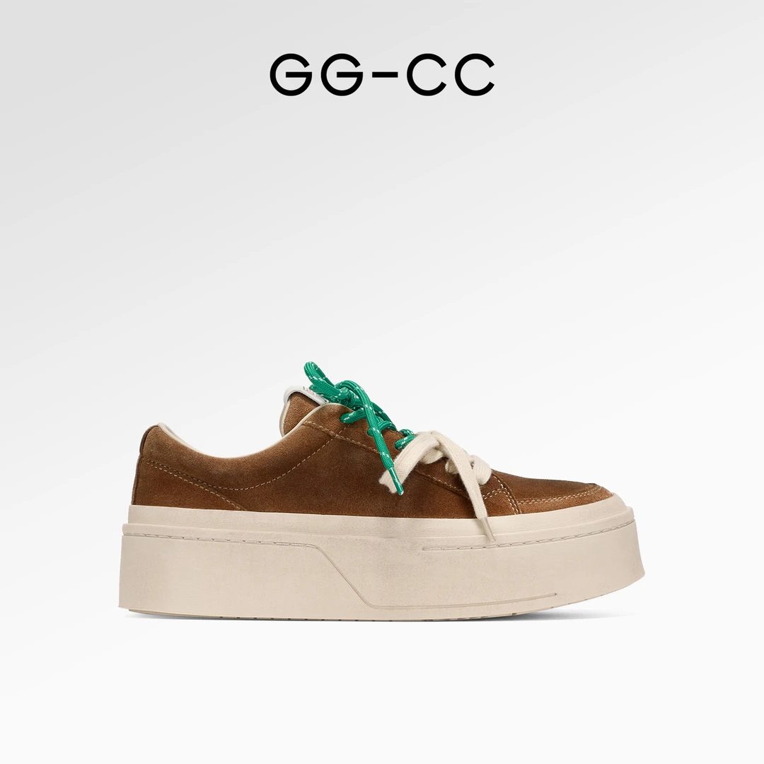 【福利专享】GG-CC温莎奶茶2024冬季厚底板鞋做旧设计休闲女鞋9479