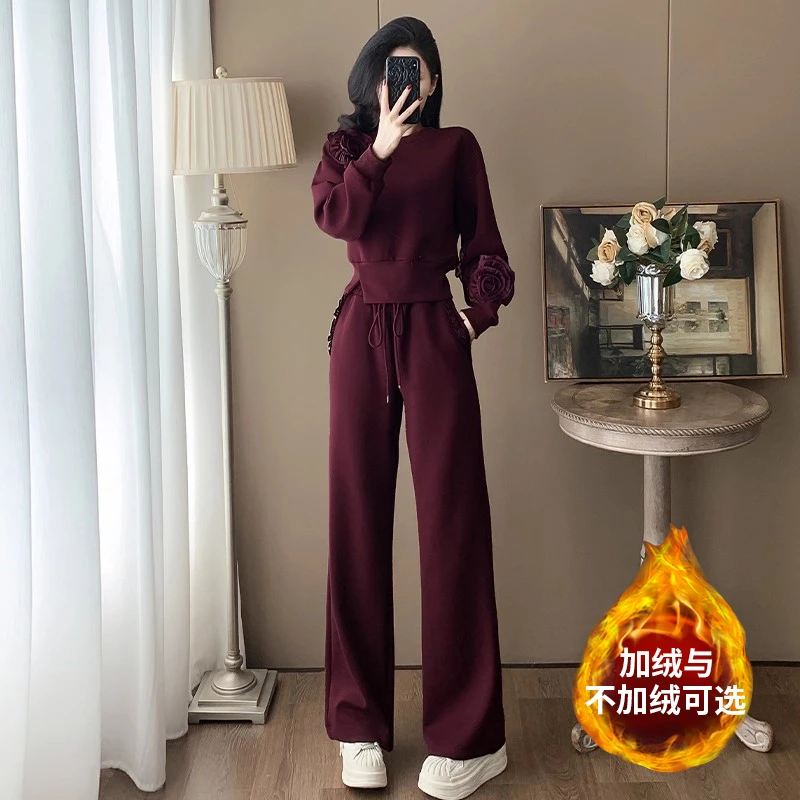 运动风法式森系时尚套装秋冬秋季春秋长袖长裤时尚休闲减龄宽松