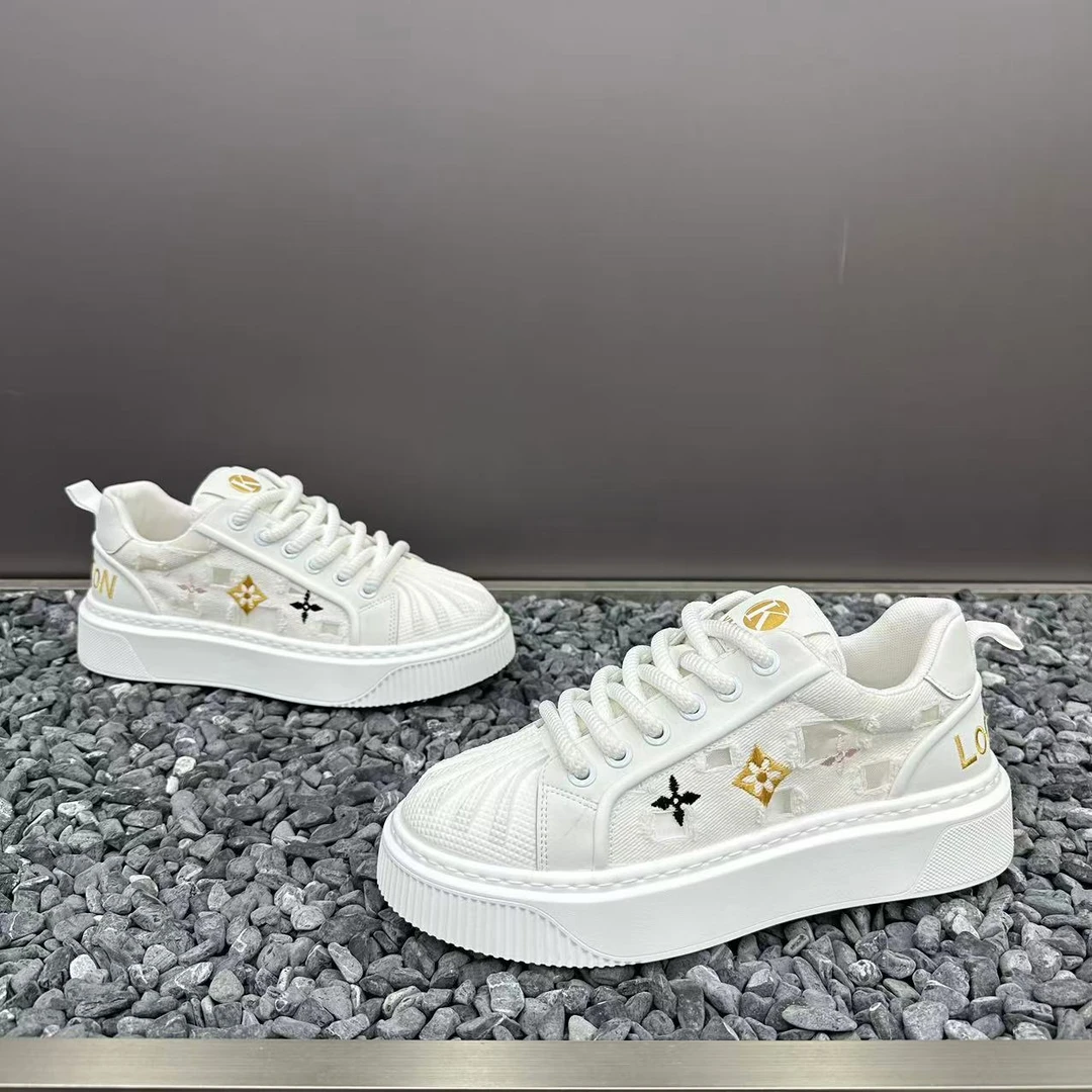 2025夏季男士贝壳头刺绣印花低帮板鞋舒适透气百搭潮男运动休闲鞋