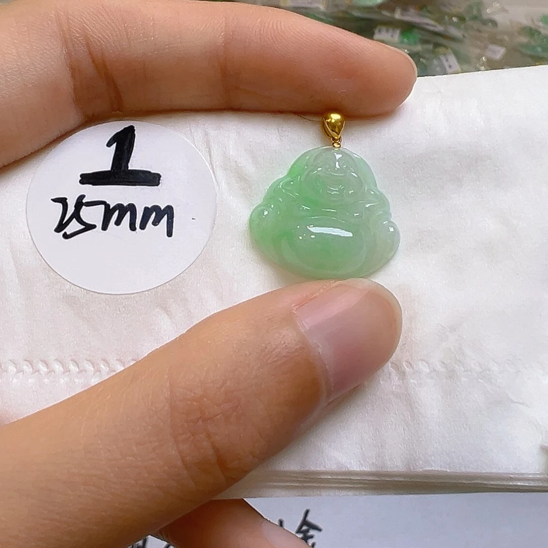 翡翠18K金镶嵌吊坠(不含链)翡翠