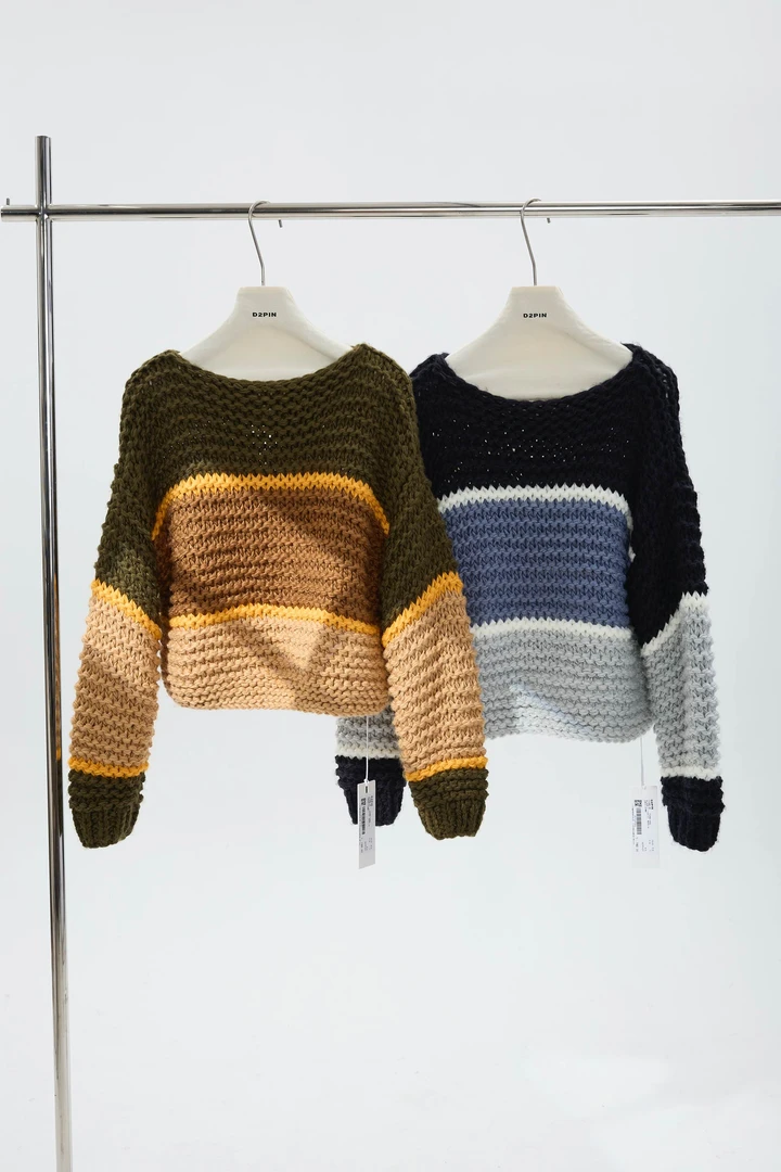 HTT小众设计感原创百搭拼接显瘦毛衣上衣5519162