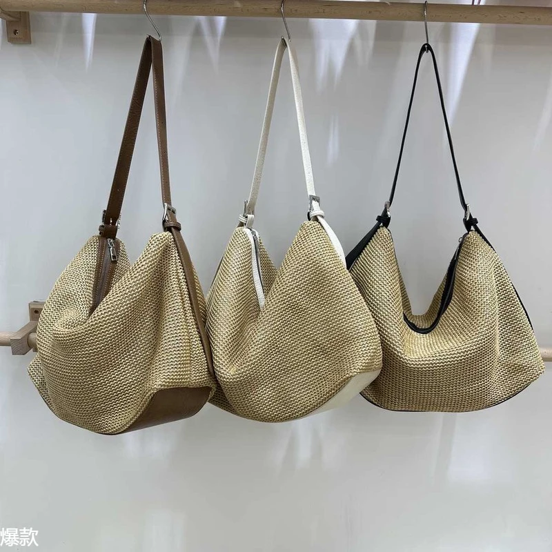 欧比 今年流行草编包包大容量时尚简约度假氛围感单肩腋下托特包