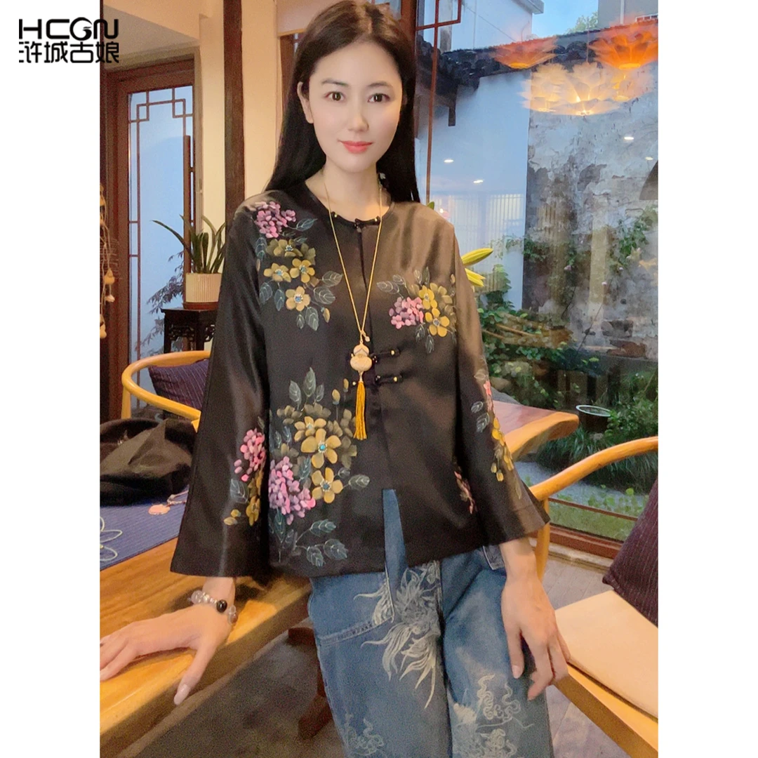 新中式复古宽松薄款新款国风盘扣优雅显瘦外套WH0500237