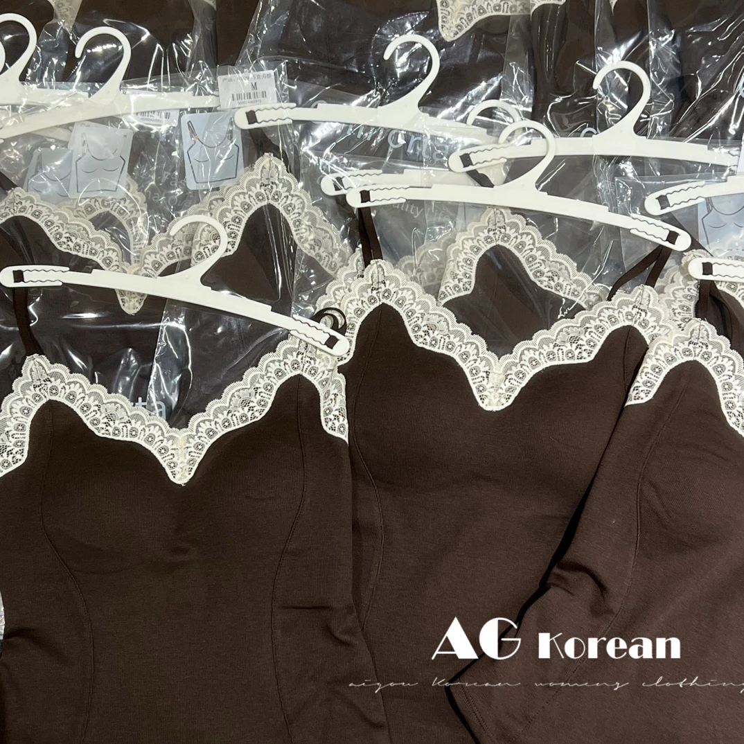 【AG】秋冬蕾丝加绒吊带背心自带胸垫（销量王）