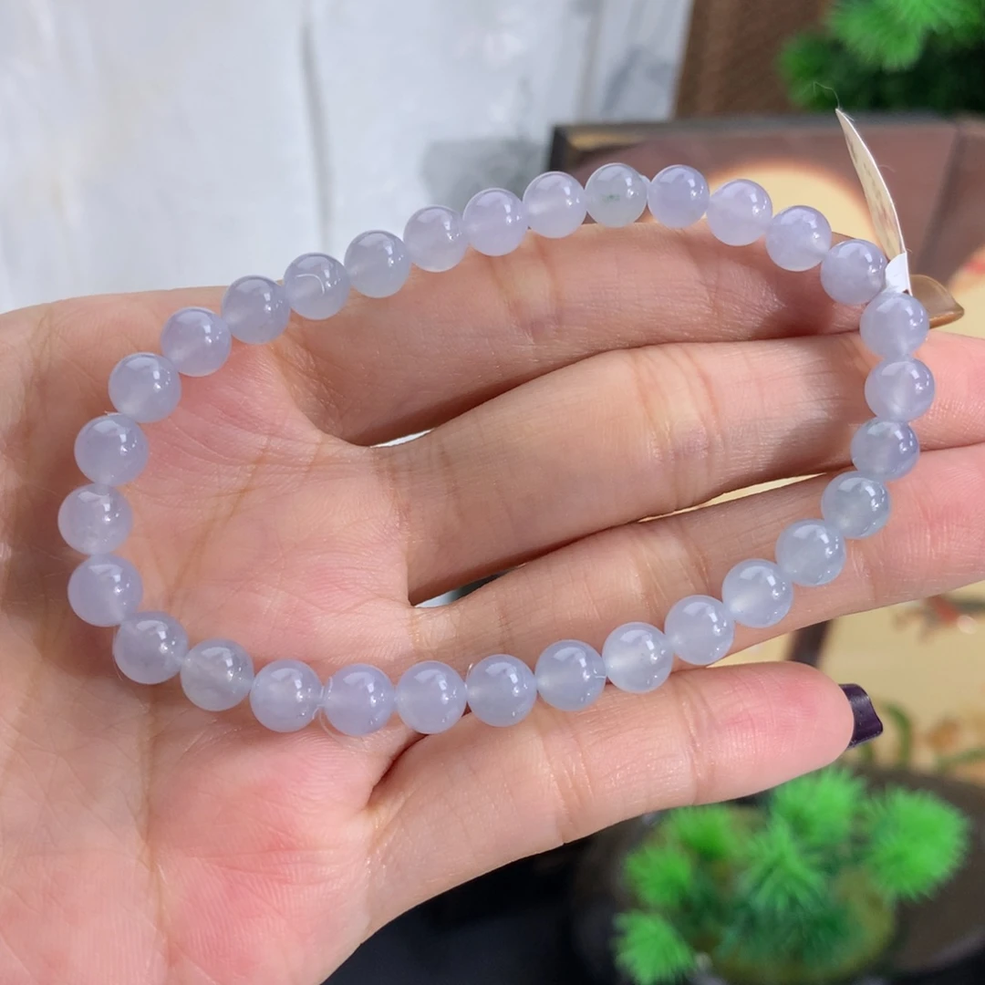 翡翠未镶嵌手串卡6冰胶淡蓝紫手串