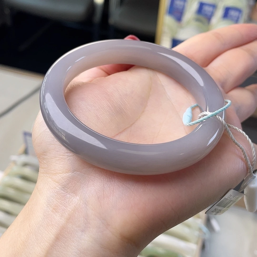 和田玉未镶嵌手镯烟紫大圈捡漏款 色匀色正  冰胶底