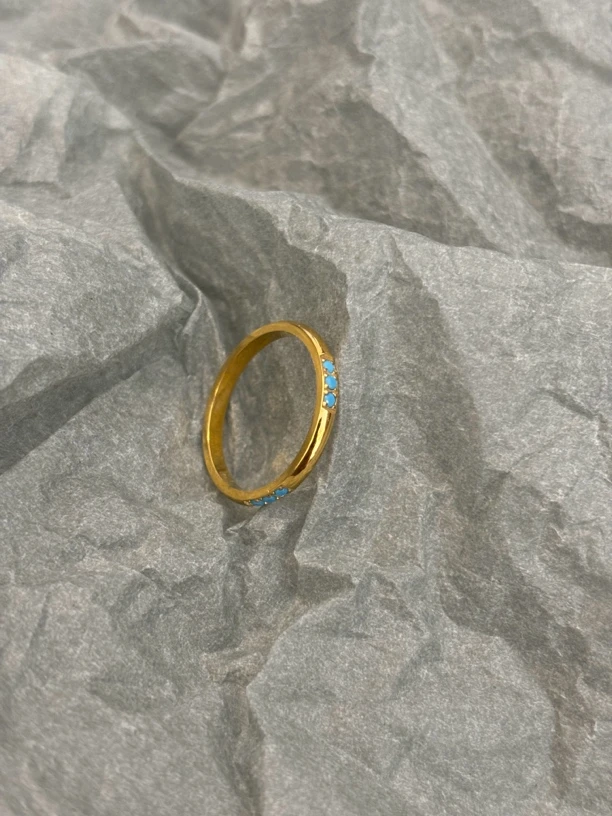 钛钢戒指 松松间隔镶嵌设计法式小众复古时尚戒指