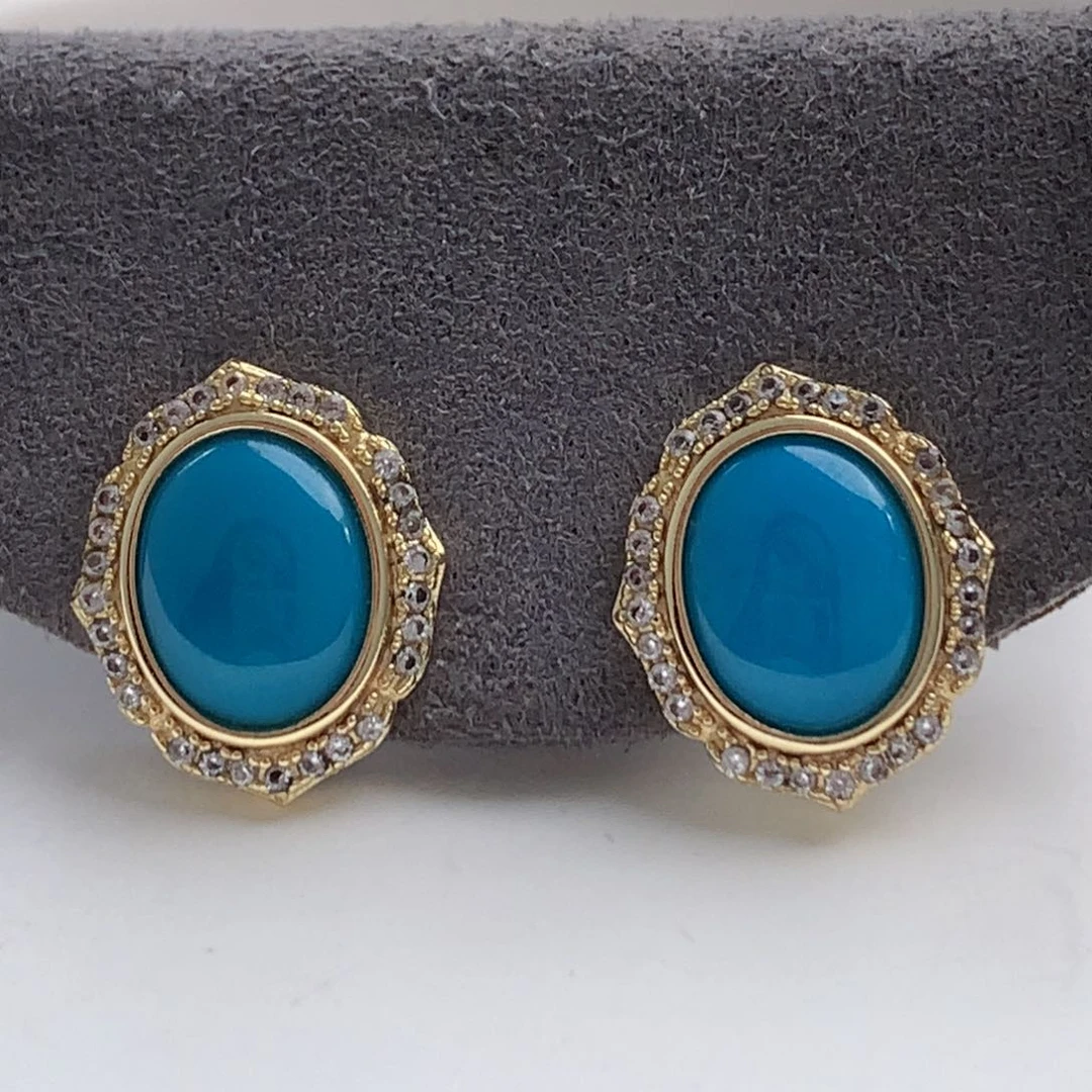 未镶嵌绿松石耳钉