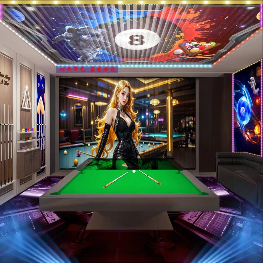 台球厅专用窗帘遮光店铺商用定制图案logo球房台球室俱乐部隔断帘