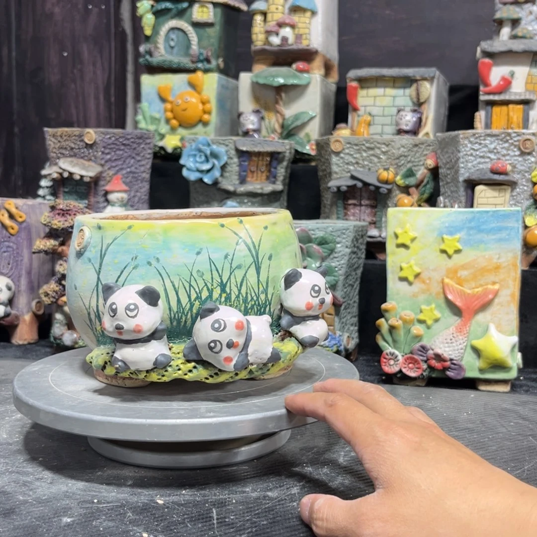 红陶G****磊白狐花器多肉花盆