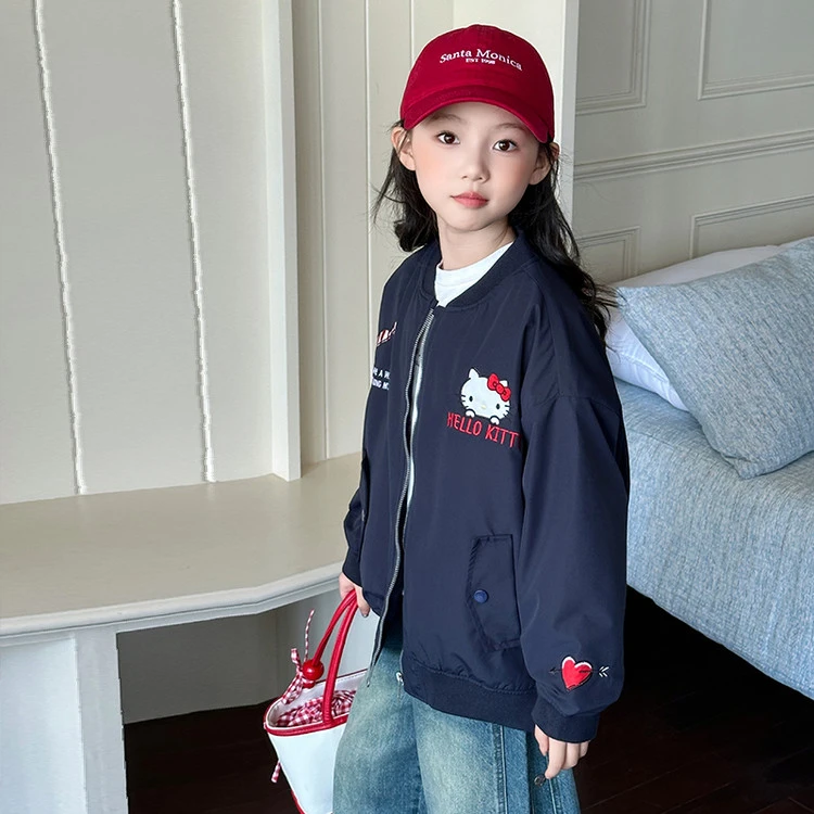 女童秋冬款helloKitty外套2025新款刺绣棒球服上衣女孩卡通夹克潮