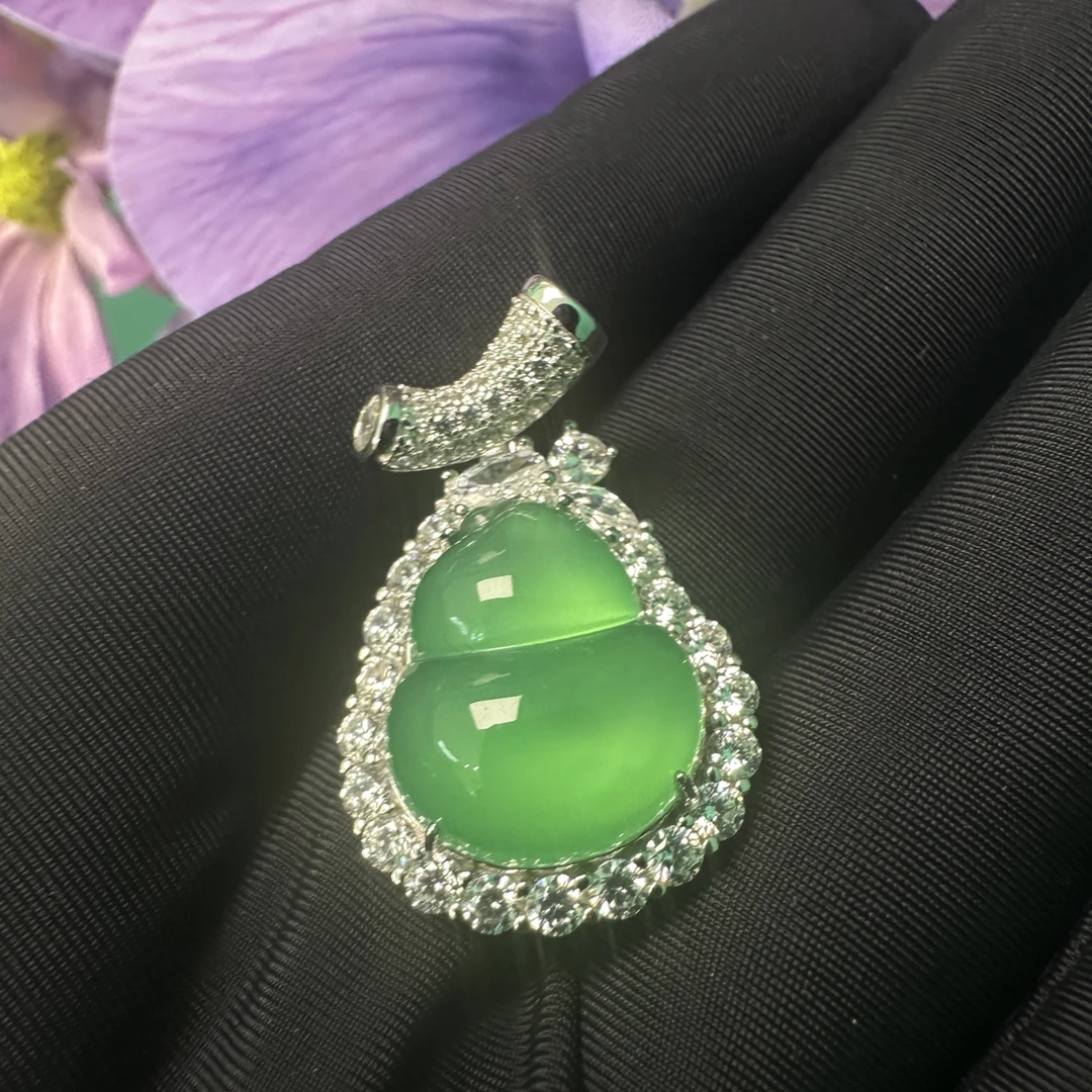 925银天然玉髓小葫芦时尚坠饰