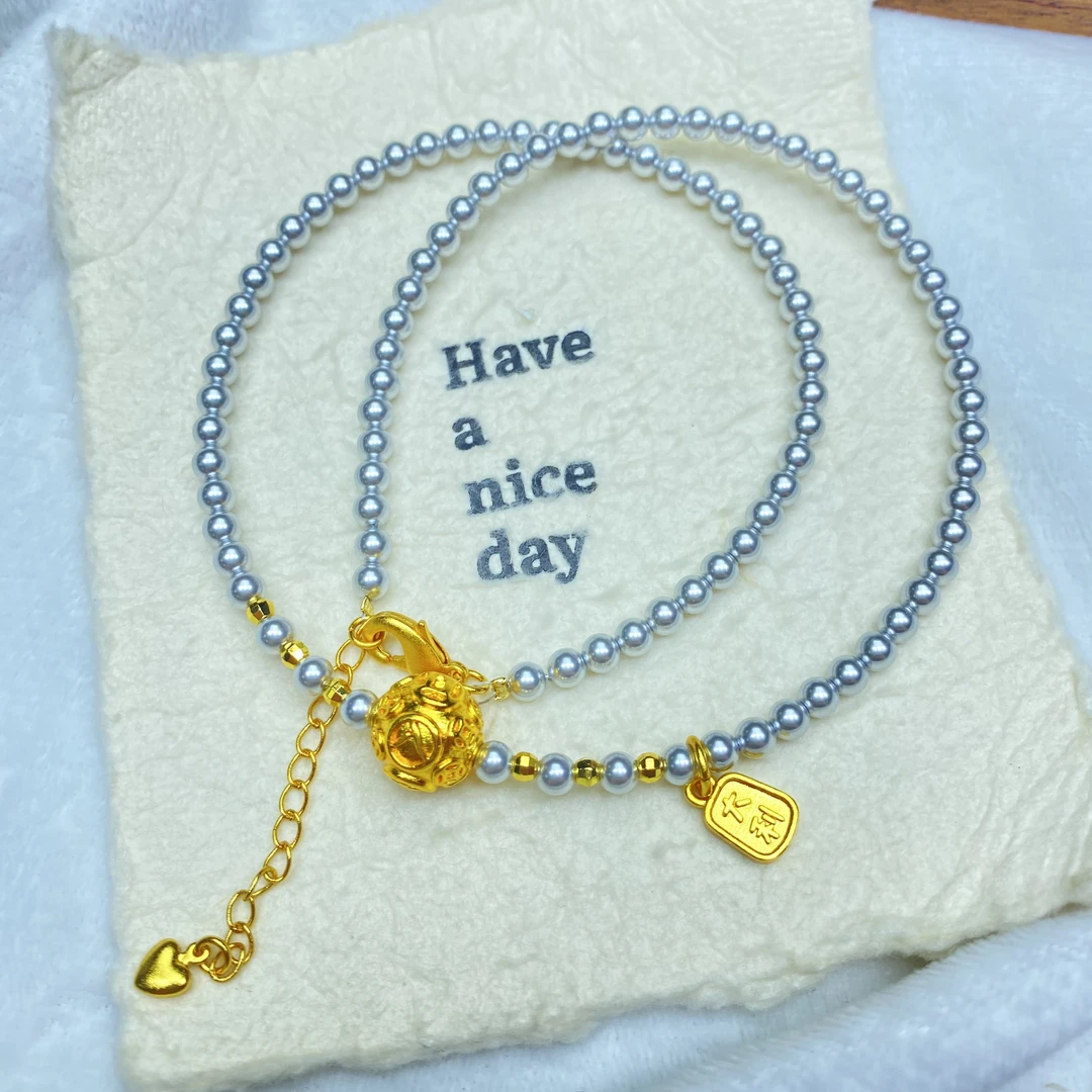 项链 F黄色铜钱圆球珠珠项链多样性发一件45951