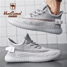 西域骆驼碳板V爆男式透气情侣椰子鞋飞织跑步百搭休闲潮流夜光鞋