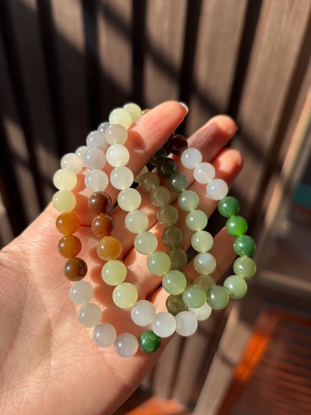 0735WM和田玉青海料多宝手串规格：8mm多样性发其一